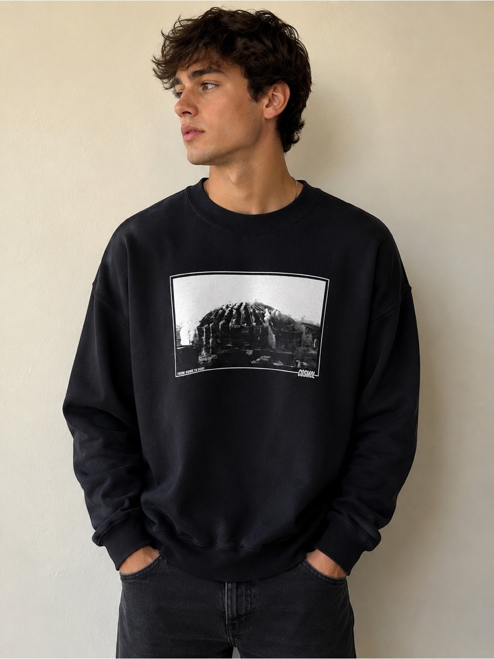 Black Crewneck Sweatshirt with Kingdom Implosion Photo
